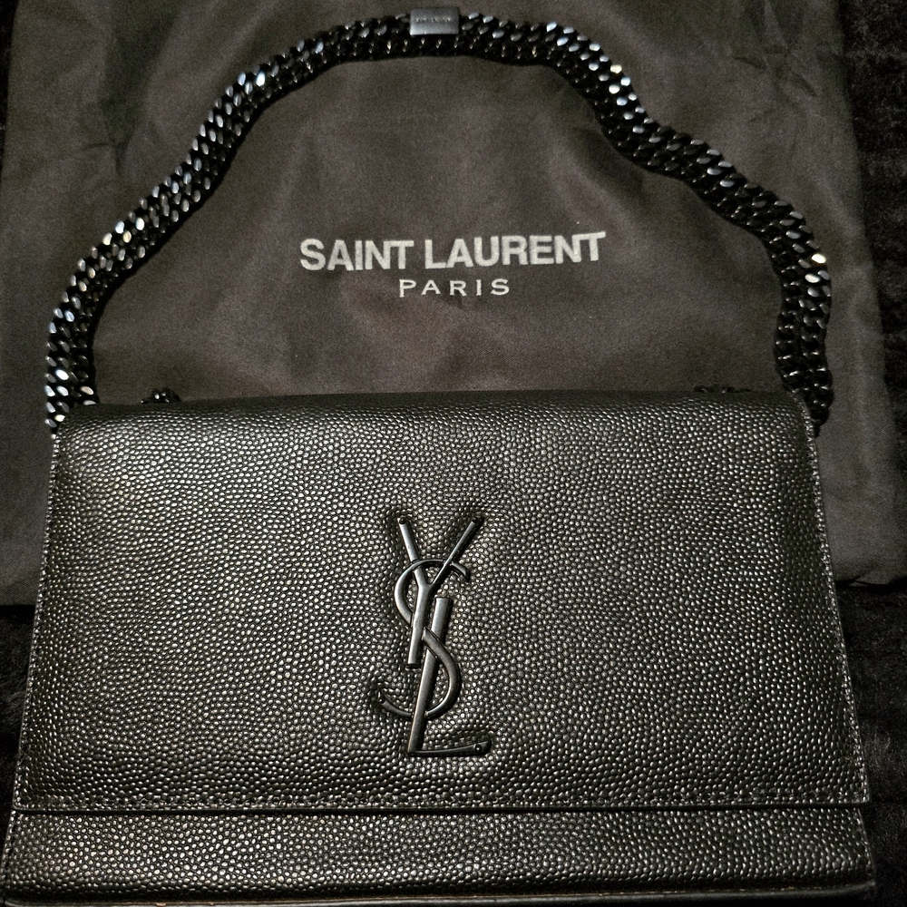 Saint Laurent Kate Medium Black on Black | YSL Chain Bag NWT